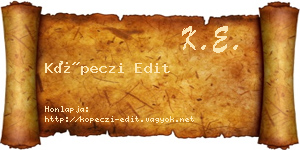 Köpeczi Edit névjegykártya